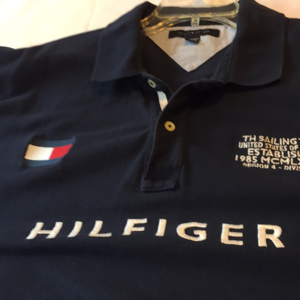 Tommy Hilfiger Navy Cotton Polo Shirt  Sailing Team 1985 Size XXL - Picture 7 of 15